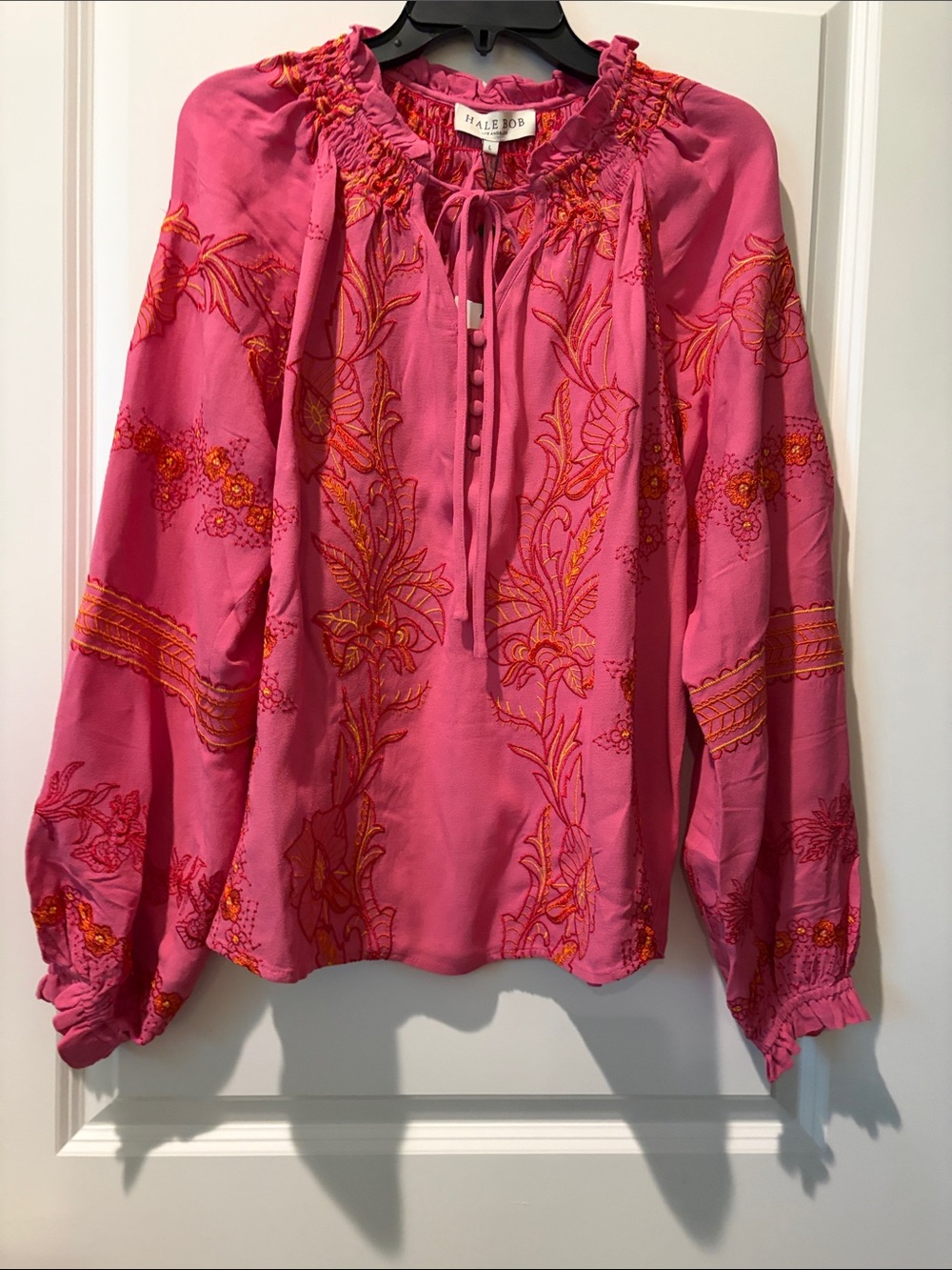 NWT Hale Bob Embroidered Peasant Top
